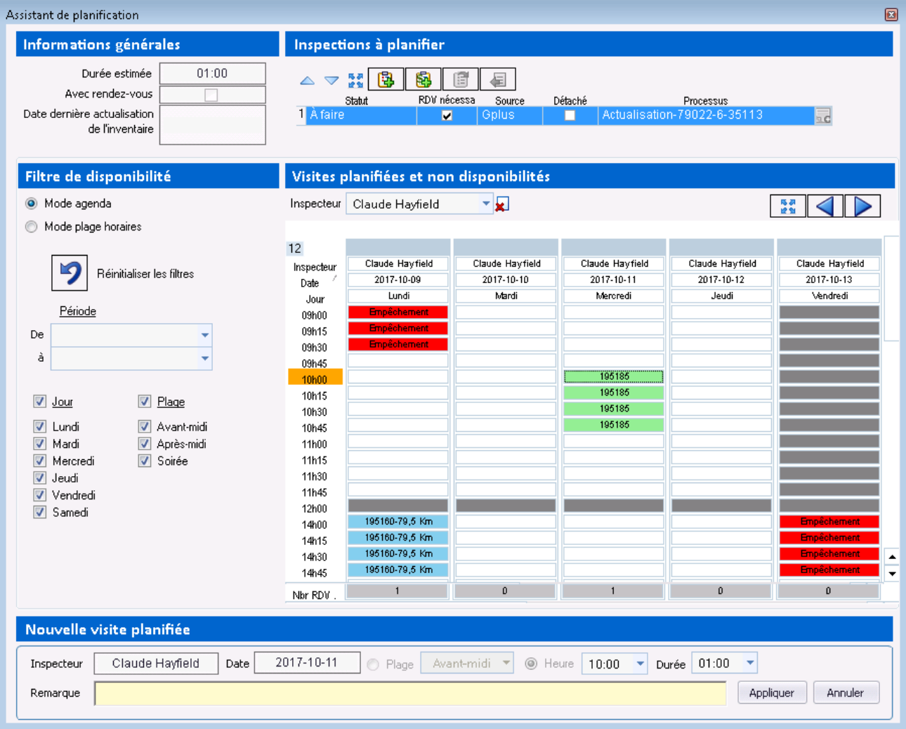 Interface ordinateur d'une prise de rendez-vous